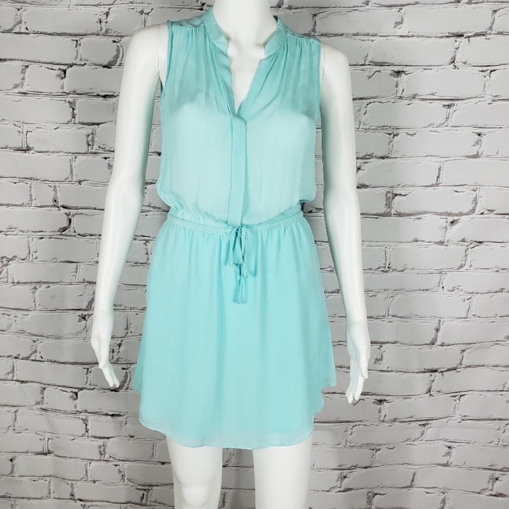 Babaton Light Blue Silk Mini Dress